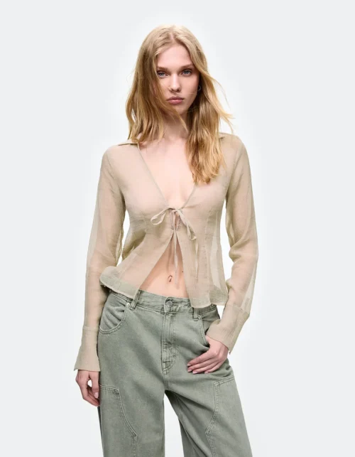 Sheer Shirt And Tie Details